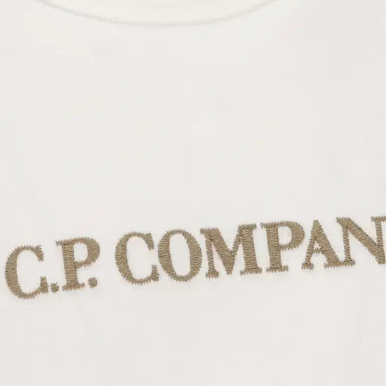 White C.P Company Embroidered T-Shirt - flizzone